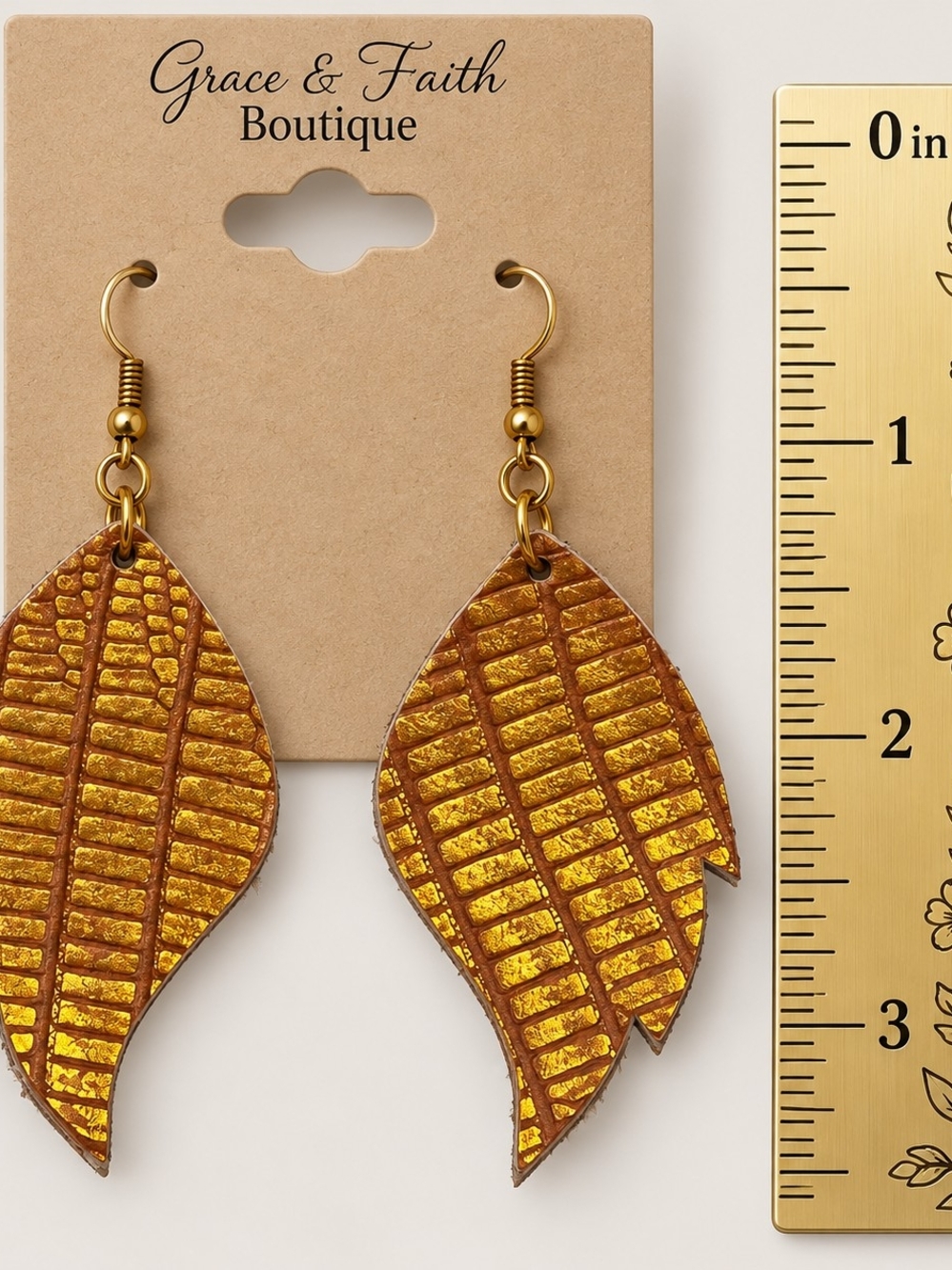Gold Leaf Drop Earrings